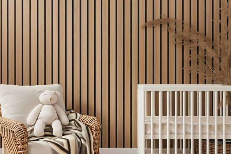 chambre bébé contemporaine tasseaux de bois