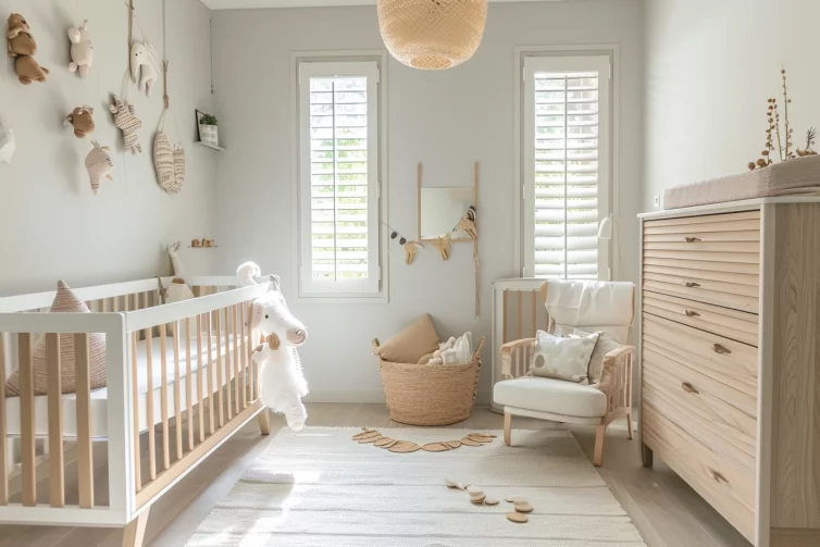 idée chambre bébé blanche et bois